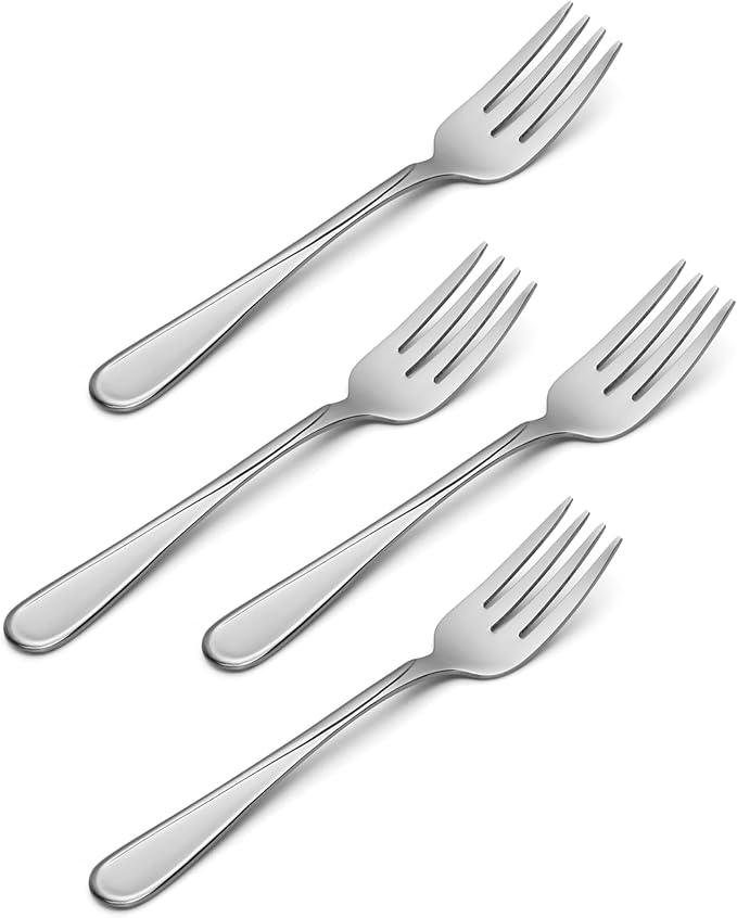 Oneida Flight Salad Forks Silverware Set for 4, Flatware | mirror finish | 6.65 inch length | dishwasher safe, cutlery set, utensil set, rust resistant, wedding silverware