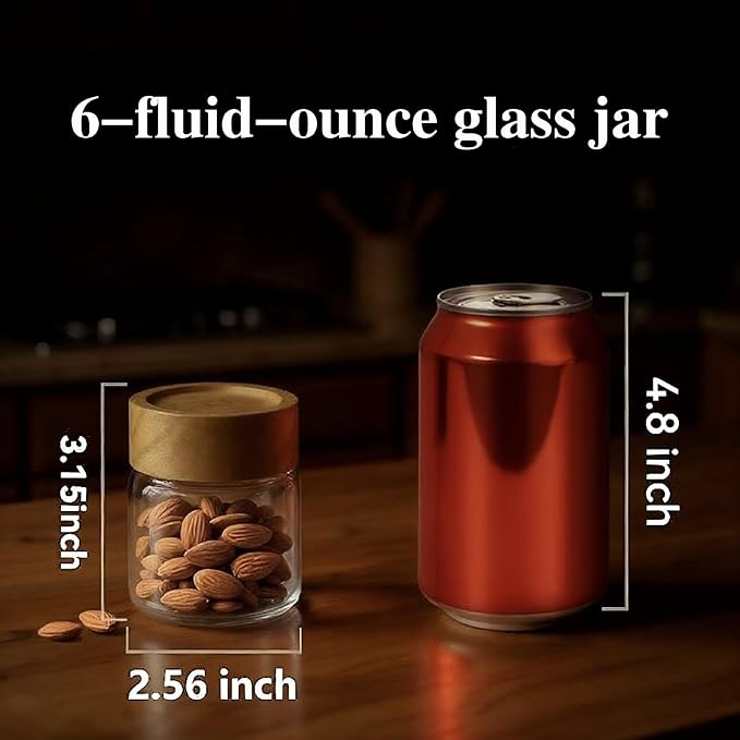 Glass Jars, 6 Fl Oz (180 ml), 6-Pack | Feature inner plastic insert & seal; airtight for yogurt drinks, spices, seasonings, snack portioning & pantry
