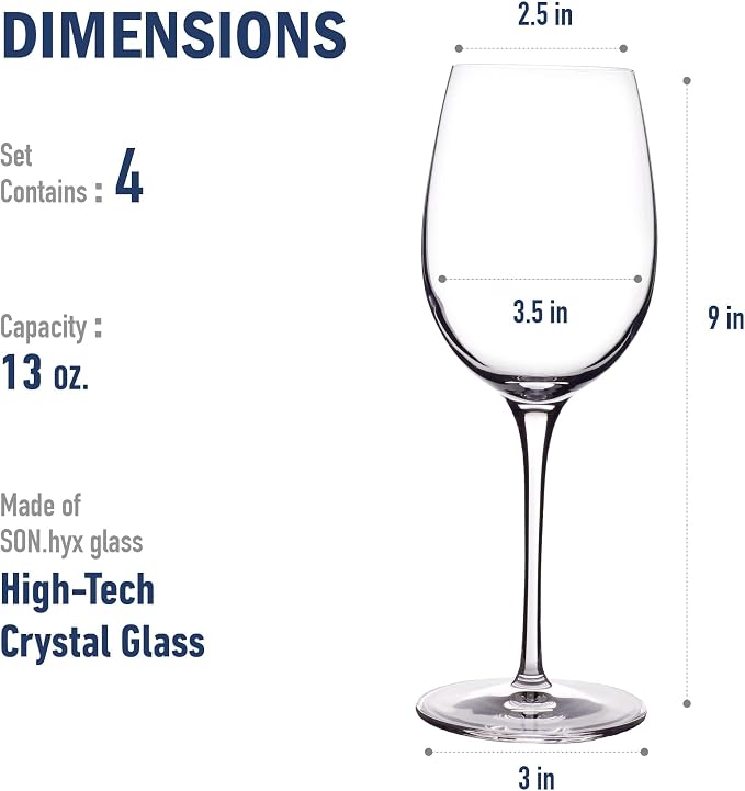 Luigi Bormioli Crescendo Chardonnay Wine Glasses - Clear, Set of 4
