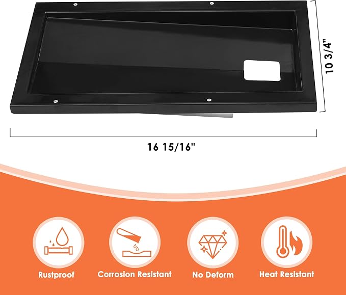 91353 Grease Tray for Weber Spirit 210 Series Grill (2009 and 2012) | Grease Tray Replacement for Weber Accessories, Replacement for Weber 91353 Grill Parts, 16.9" L x 10.75" W