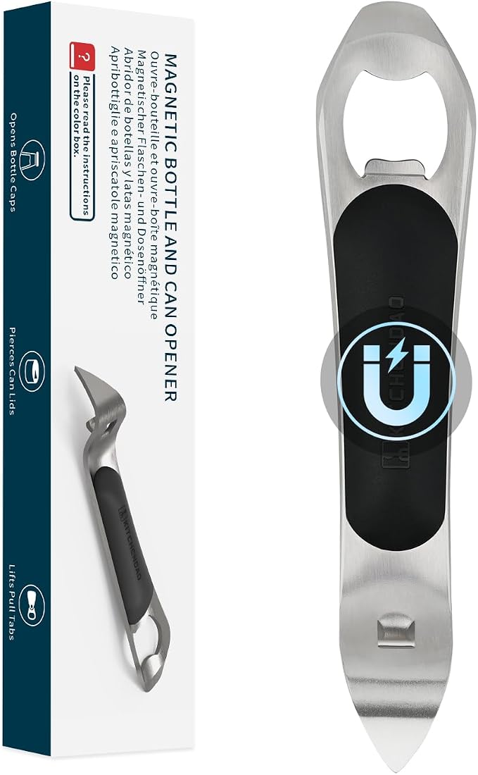 KITCHENDAO 3 in 1 Magnetic Bottle and Can Opener for Refrigerator, Stainless Steel Manual Can Punch Opener with Soft-Touch Handle, Fridge Magnet Design for Easy Storage, Multi-purpose Church Key