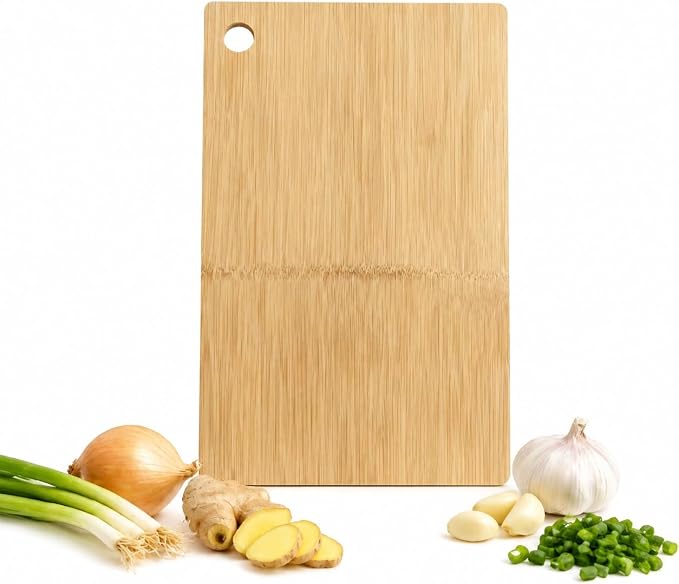 Small Bamboo Cutting Board for Garlic, Ginger, Herbs & Fruit, Solid One-Piece Bamboo Construction, Compact Mini Prep Board, Naturally Odor Resistant, 11.8 x 7.3 Inch