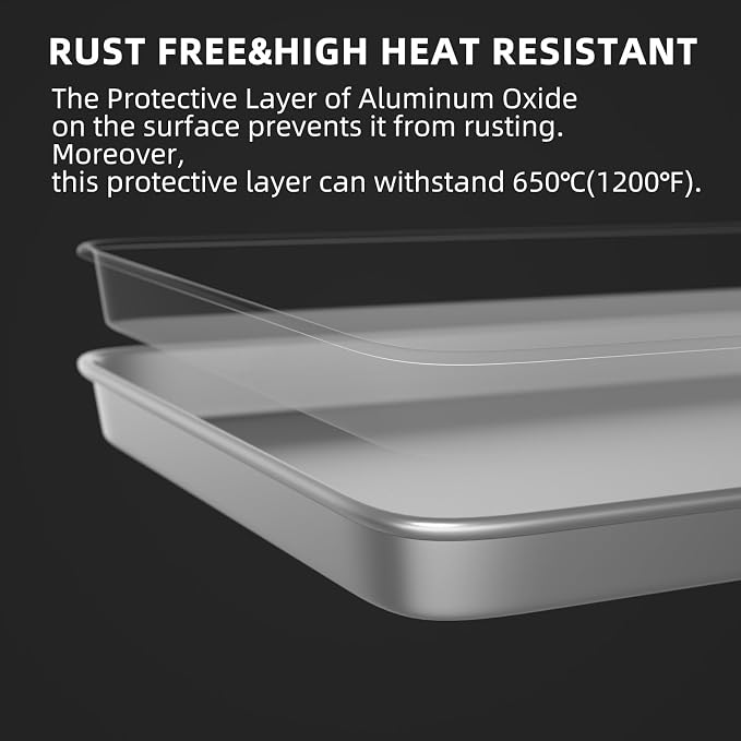 16× 24 Inch Cookie Sheet Pans Set of 6-Baking Tray Jelly Roll Pan Set Commercial Grade Aluminum Coated Statinless Steel Bun Pan for Oven,Freezer,Bakery Hotel Restaurant