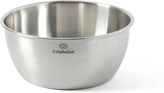 Calphalon Astro Mixing Bowls, 3-Piece Stainless Steel Mixing Bowl Set with Matte Finish, Nesting Metal Mixing Bowls for Kitchen, Baking and Prep, Silver