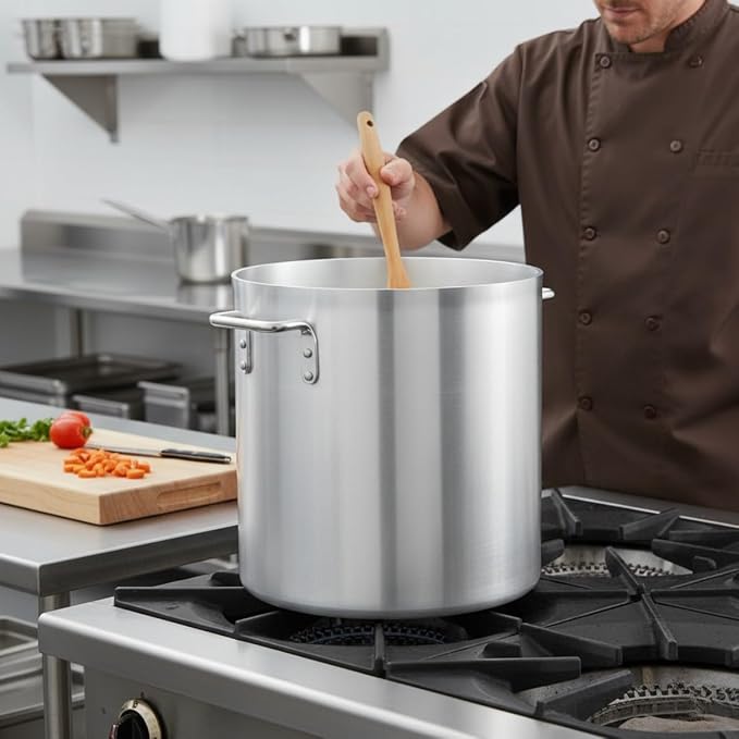 TrueCraftware- 50 qt. Heavy-Duty Aluminum Stock Pot with Riveted Handle 6mm Thickness- Multipurpose Pot Cookware Large Stockpot For Cooking Simmering Soup Stock Home Kitchen