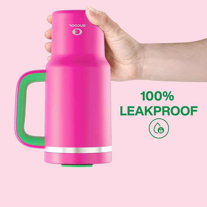 ENCOOL 32 oz Tumbler with Handle and Straw: Stainless Steel Insulated Tumbler Keeps Cold for 24 Hours, Leakproof Travel Cup Fits in Cup Holder and BPA-Free,Knockout Pink