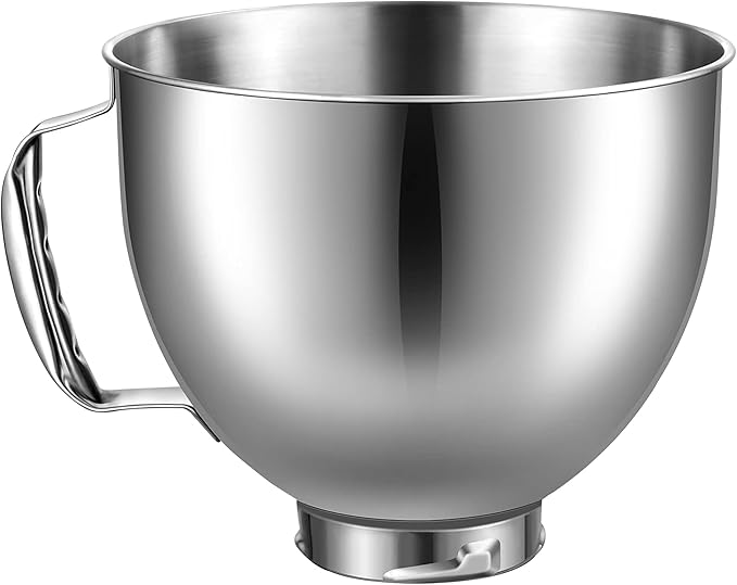 Stainless Steel Mixer Bowl for KitchenAid Artisan & Classic Series 4.5 Quart / 5 Quart Tilt-Head Stand Mixers, KSM150 Stainless Steel Bowl Replacement, Mixing Bowl for KitchenAid, Silver | Mixing Bowl Compatible with KitchenAid 4.5-5 QT Artisan Tilt-He...