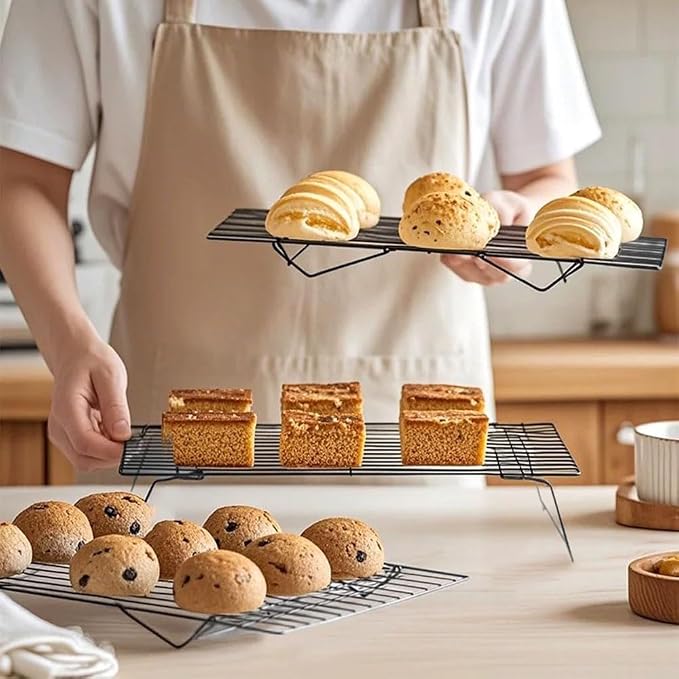 4-Tier Collapsible Cooling Racks Detachable Wire | Stackable Drying Rack for Cookie Bread Pizza Baking Fruits & Snacks, Perfect for Outdoor Camping