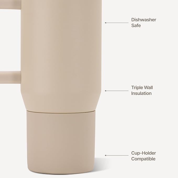 HydroJug Coffee Traveler 20oz Ceramic-Lined Mug with Handle, Dune