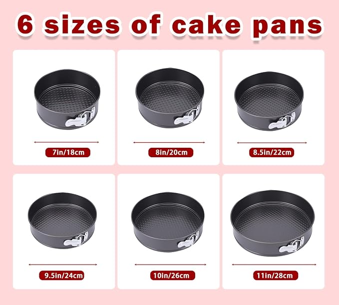 Springform Pan, Nonstick Cake Pan, Round cheesecake pan with leak-proof non-stick bottom removable bakeware.Cheesecakes, Pizzas and Quiches. (7+8+8.5+9.5+10+11 Inches)