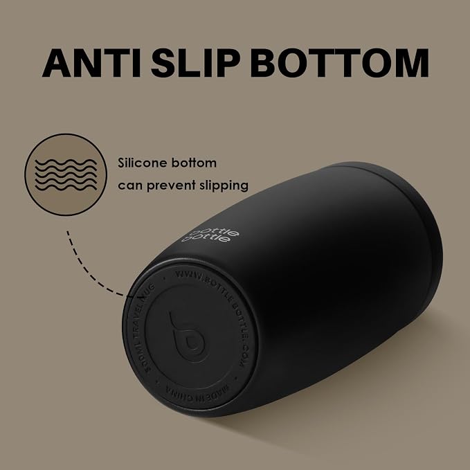 BOTTLE BOTTLE Insulated Coffee Tumbler with Push Button Lid 16oz(Black) | Leakproof,Stainless Steel Travel Mug,Keeps Drinks Hot & Cold for 6 Hours,for Office & On the Go
