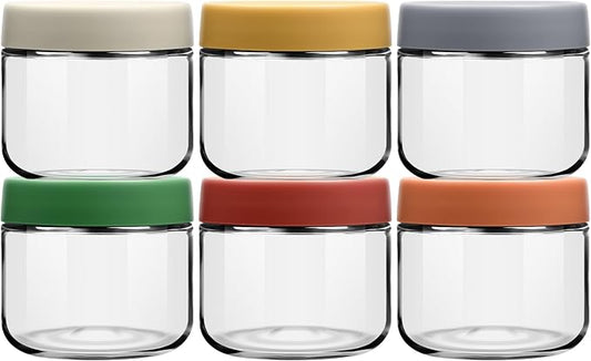 10 oz Small Glass Containers with Lids, Food Storage Jars, 6pk | Perfect for Chia Pudding Jam Snacks Yogurt Overnight Oats Candy ,Dishwasher safe,Airtight