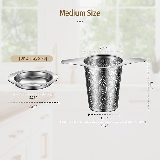 2Pack Stainless Steel Tea Strainers for Loose Tea Infuser, BOMANSI BOMS Extra-Fine Mesh Tea Infuser for Loose Leaf Tea, Tea Holder Loose Leaf Tea Steeper, Tea Diffuser for Rooibos, Black Tea, Herbal