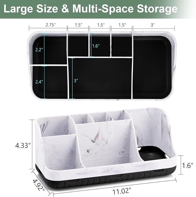 GFWARE Marble Bathroom Countertop Organizer - Detachable 7 Slots Kids Electric Toothbrush and Toothpaste Holde Drainage for Bathroom Accessories Organization Counter Vanity Storage, Black | Detachable 7 Slots Kid Electric Toothbrush and Toothpaste Hold...