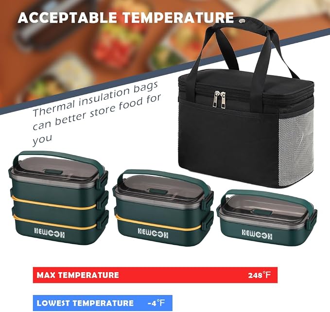 Bento Box Adult Lunch Box (74 Oz Large Capacity), Reusable, Leak-Proof, Including Lunch Bag, Fork And Spoon, 3 Dividers, Suitable For Work, Picnic, Dishwasher And Microwave Safe.(Green)