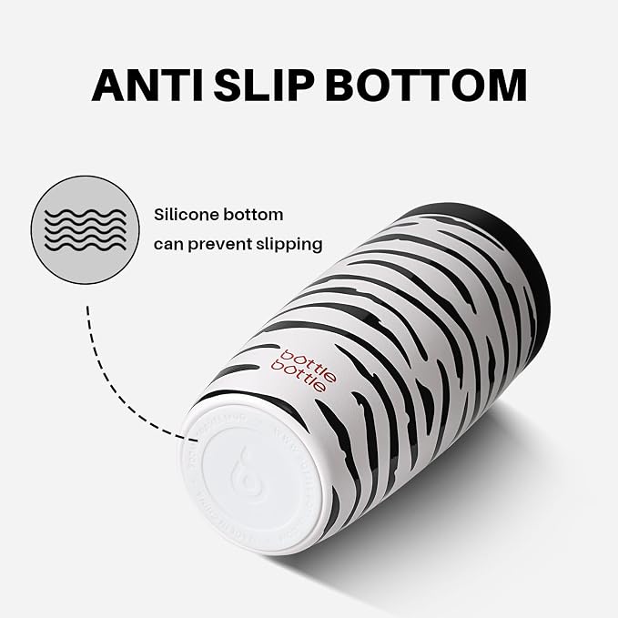 BOTTLE BOTTLE Insulated Coffee Tumbler with Push Button Lid 16oz(Zebra) | Leakproof,Stainless Steel Travel Mug,Keeps Drinks Hot & Cold for 6 Hours,for Office & On the Go