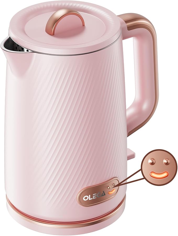 OLEGA Electric Tea Kettle: 1200W Fast Boil Electric Water Kettles 1.5L | Stainless Steel Kettle; Large Electric Water Kettle; Plastic Free Teapot; Auto Shut-Off Water Boiler; Fast Boil Kettles