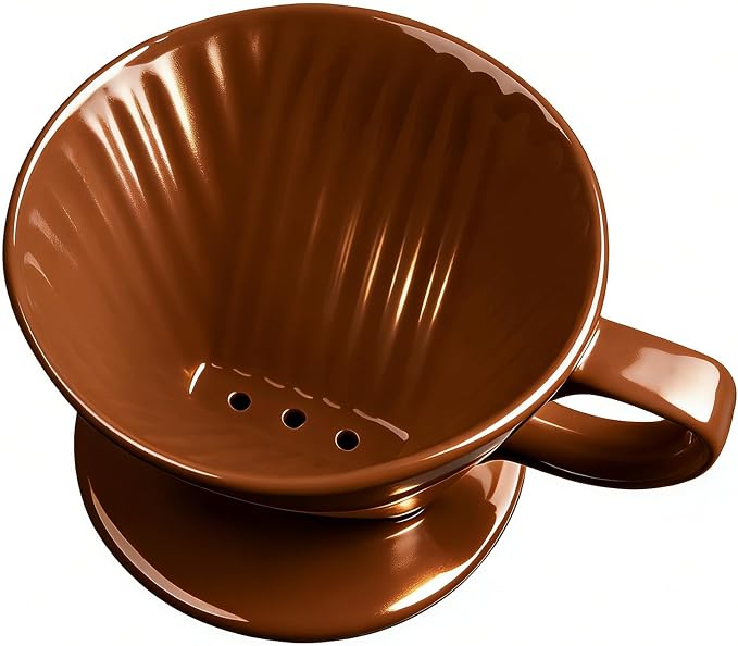 Ceramic Pour Over Coffee Dripper, V-Shaped Coffee Filter Cone | Brews rich, balanced coffee with a 3-hole design for smooth extraction and consistent flavor in every cup.