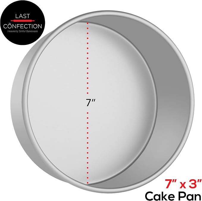 7" x 3" Round Cake Pan, Anodized Aluminum Cake Pan Baking Tin Mold, Professional Bakeware