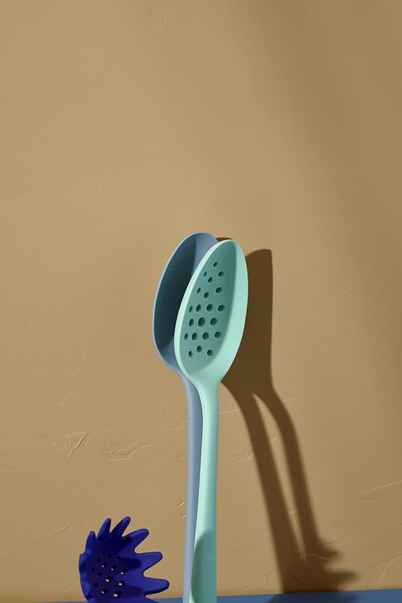 GIR: Get It Right Silicone Spoon, High Heat Resistant Kitchen Tool - Non toxic cooking utensils for Nonstick Cookware, Cooking, Baking and Mixing, Perforated - 13IN, Red