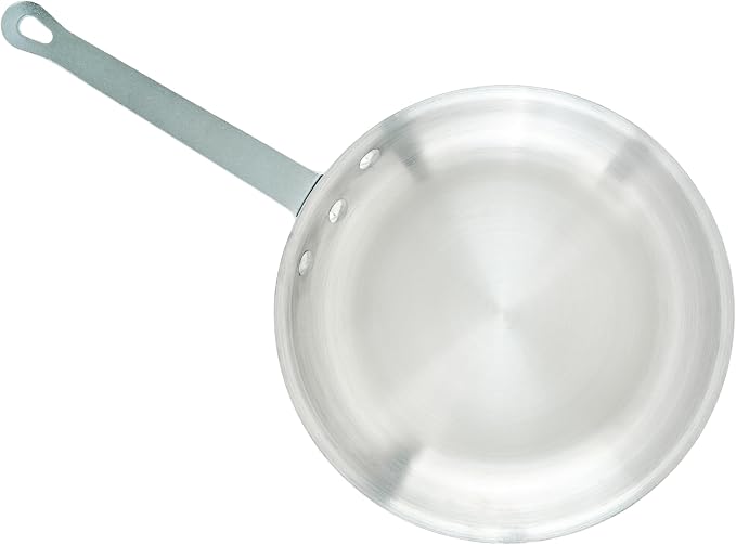 Winco 10" Aluminum Fry Pan/Skillet, Natural Finish | Reinforced riveted handle for secure grip, Hanging hole for easy storage, Great for Sauteing, Searing and Restaurant Kitchens
