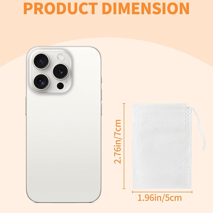 100 Pack Disposable Tea Filter Bags Empty Muslin Drawstring Seal Filter Tea Bags Drawstring Herb Loose Tea Bag Tea Filter Pouches Empty Tea Bags (1.97"X2.76" / 5cm X 7cm)