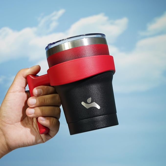Konokyo 10 oz Tumbler with Handle and Straw, Insulated Travel Mug | Mystic Moon; BPA-free, leak-proof tumbler with 2 lids, 2 straws, cup holder fit for coffee, office, travel & daily use