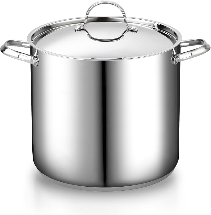 Cooks Standard Extra Large Soup Pot - Stainless Steel Induction Cookware | 16 Quart Stainless Steel Stock Pot with Lid, Heavy Duty Deep Pot for Soups, Pasta, Canning Bath, and Big Family Feasts