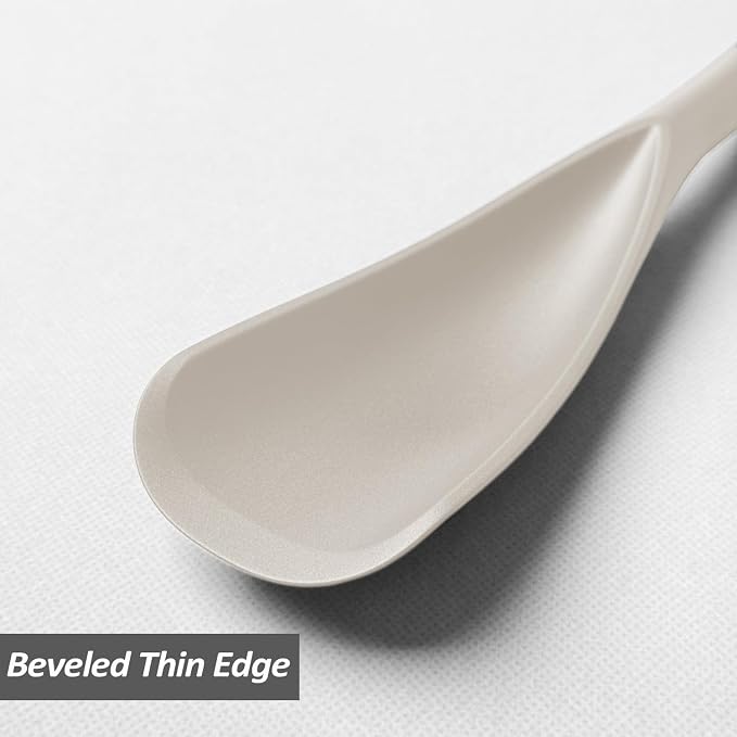 Cooking Spoon for Nonstick Cookwares, VOVOLY Silicone Spoon for Mixing, Scoop, and Scrape,Seamless Design, 12.6'', 2 Pack, Khaki