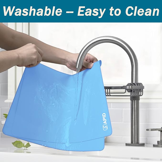 Extra Large Silicone Mat Kitchen Counter Heat Resistant Table Mat 36" x 24" | Place Mats, Countertop Protector , Thick Placemats Washable Silicone Mats for Kitchen Counter Dining Table Mat, Blue, Sapid