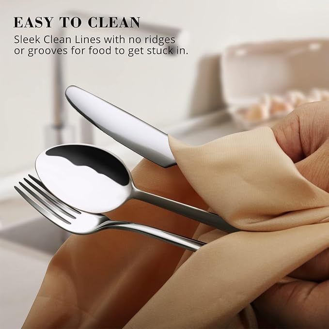 Silverware Set, 5 Piece Flatware Cutlery Set for 1, 18/10 Stainless Steel Silverware Mirror Polished Dishwasher Safe for Home, Restaurant, Wedding, Party(Silver, 5 pieces for 1)