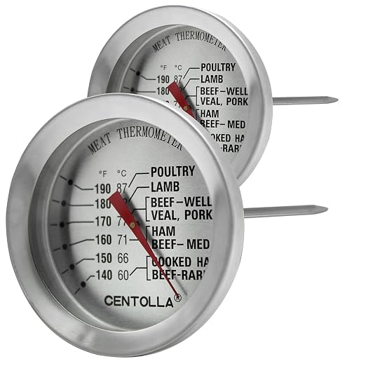 2 Pieces Meat Thermometer for Roaster Oven, Food Thermometer for House Cooking,Large 2.12-Inch Easy-Read Face, Oven Safe Leave in,Stainless Steel Stem Silver