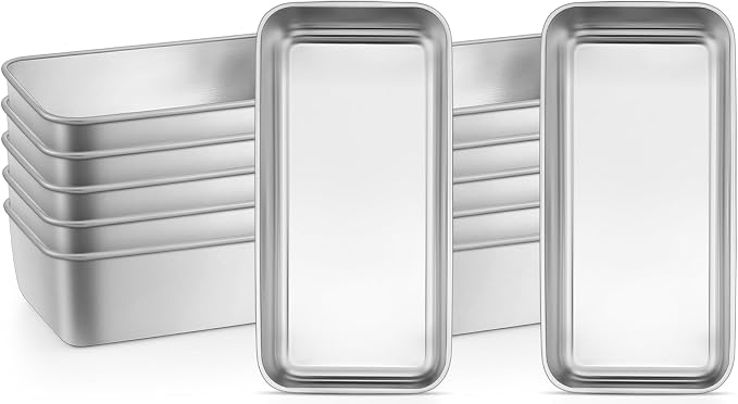 Leonyo Non-Toxic 9x5IN Stainless Steel Loaf Pan for Baking Bread,12 Pack | Metal Sandwich Bread Loaf Pans, Bread Pan Tins for Homemade Meatloaf Cakes Brownies Lasagnas, Dishwasher Oven Safe