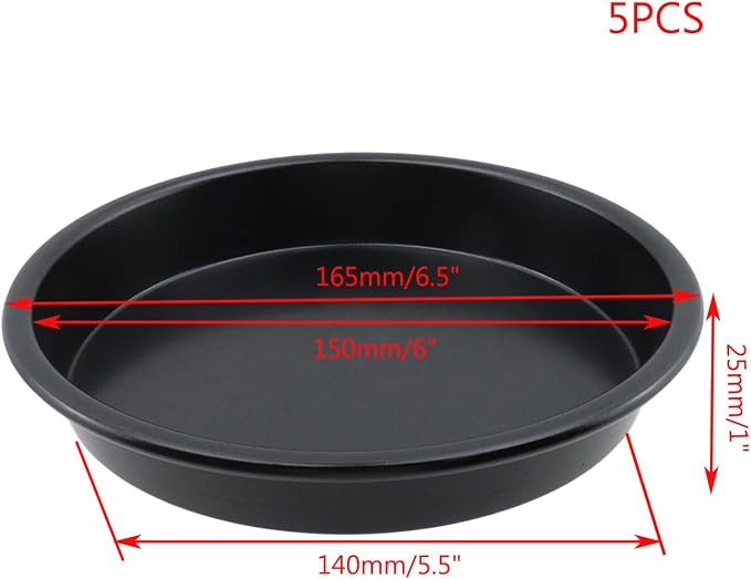 Pizza Pan,6 Inch Cake Mold,Black Aluminum Alloy,5Pcs | Round Pizza Tray Cake Mold For Oven,Kitchen,Home,Restaurant Baking