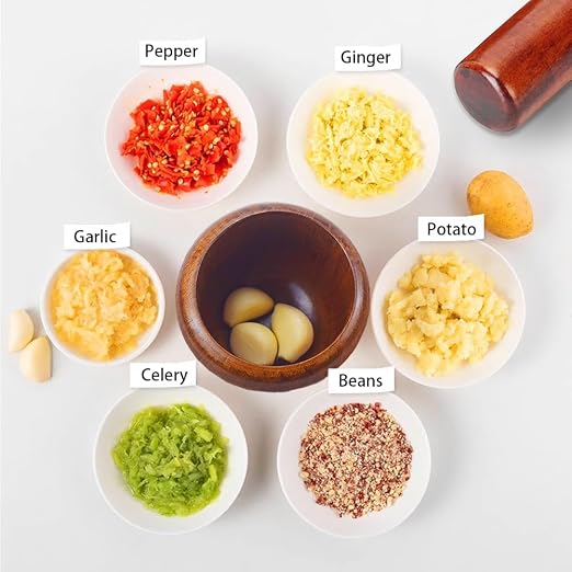 Wooden Mortar and Pestle Set - 3.7" Grinding Bowl with 5.5" Pilon | Manual Garlic Masher Bowl, Spice Herb Grinder Seasonings for Herbs,Crusher,Walnut Guacamole Spices & Kitchen Essentials Usage
