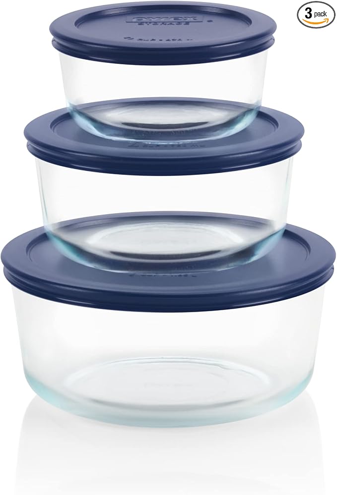 Pyrex Simply Store (3-Pack) Glass Food Storage Containers Set (2, 4, 7 Cup)