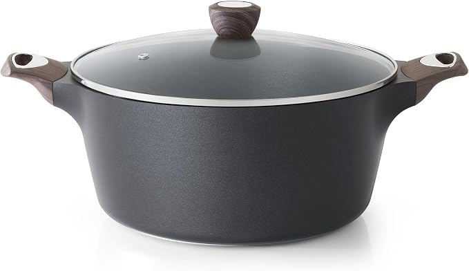 SENSARTE Nonstick Stock Pot with Lid, 2.6/4.5/6.6/8.5/11 QT Soup Pot Casserole Pot, Healthy Pasta Pot, Large Deep Cooking Pot, Big Sauce Pot Stew Pot, Induction Compatible, PFOA PFOS APEO Free, Black