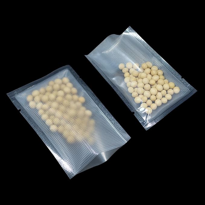 FERENLI 100 Pieces 3.9x5.9 inch (Usable Size 3.5x5.3 inch) Vacuum Sealer Bags for Food Storage Open Top Clear Plastic Flat Pouches Bulk Food Packaging Bags with Tear Notch