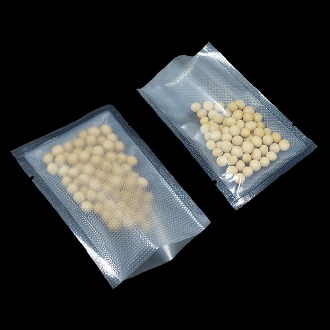 FERENLI 500 Pieces 3.1x4.7 inch (Usable Size 2.7x4.1 inch) Vacuum Sealer Bags for Food Storage Open Top Clear Plastic Flat Pouches Bulk Food Packaging Bags with Tear Notch