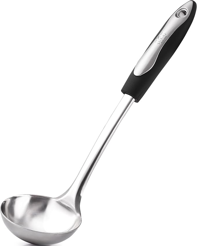 Zulay Kitchen Premium Soup Ladle - 12" Stainless Steel with Non-Slip Silicone Handle