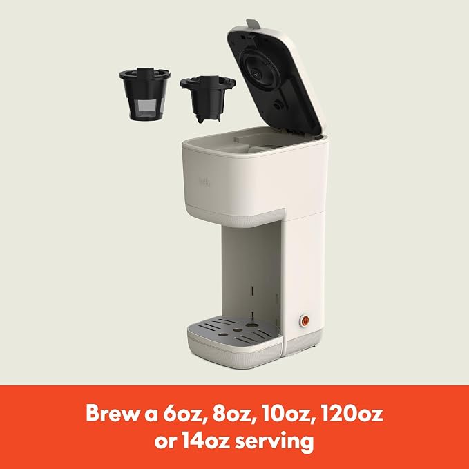 bella Single Serve Coffee Maker, K Cup & Coffee Ground Compatible, Oatmilk