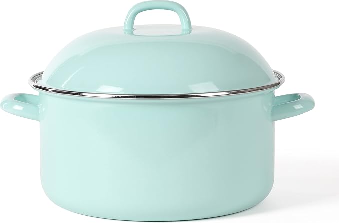 Martha Stewart Thayer 6.4-Quart Enamel On Steel Scratch Resistant Dutch Oven w/Lid - Martha Blue, Induction Safe