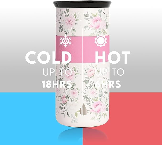 Elemental Artisan 16oz Triple-Wall Insulated Coffee Tumbler w/Ceramic Lid | Triple Wall Coffee Travel Mug, Reusable Stainless Steel Coffee Tumbler; Thermal Coffee Cups for Hot (6 Hrs) & Cold (18 Hrs)