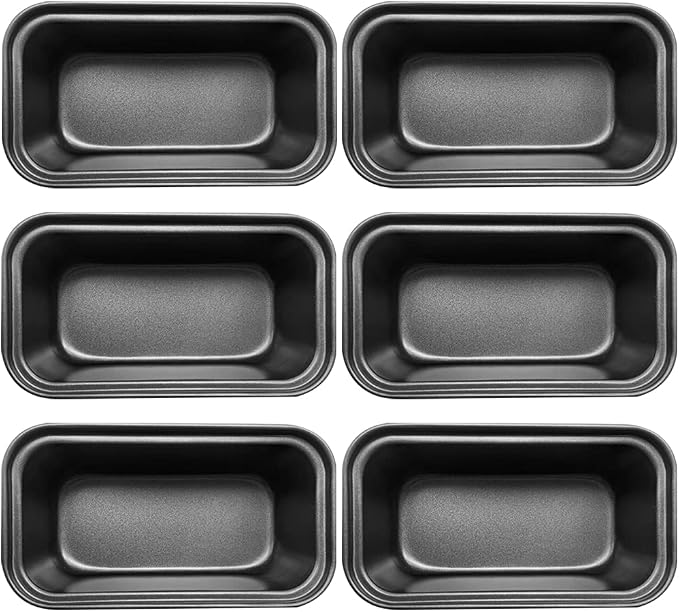 Zddaoole 6 PCS Mini Nonstick Carbon Steel Baking Bread Pan,Mini Loaf Pans,Small Banana Bread Tins,6.2" x 3.2"