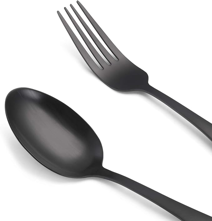 O.C.E. Matte Black Silverware Set, O.C.E. Satin Finish 30-Piece Stainless Steel Flatware set, Tableware Cutlery Set Service for 6, Utensils for Kitchens, Dishwasher Safe
