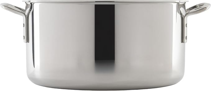 WINCO Tri-Ply Stock Pot, 20-quart, Silver | Dishwasher safe, Heating, Triple-riveted handles, Dripless pouring, Induction compatible, Great for Stocks, Soups and Pasta