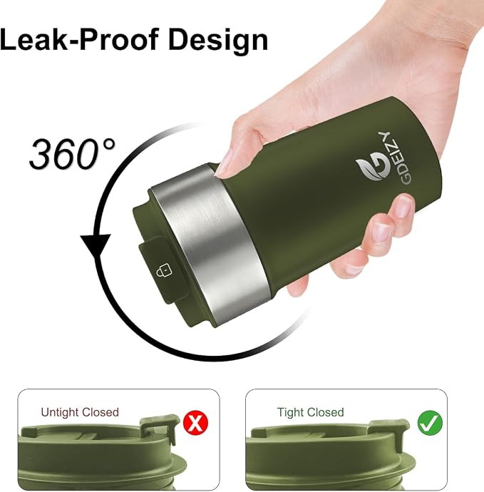 17oz Insulated Travel Coffee Mug, Stainless Steel Cup with Leakproof Lid | 304 Double Wall Vacuum Steel, Long Heat & Cold Retention, 360° Leakproof, BPA-Free Reusable Tumbler, Fits Car Cup Holders