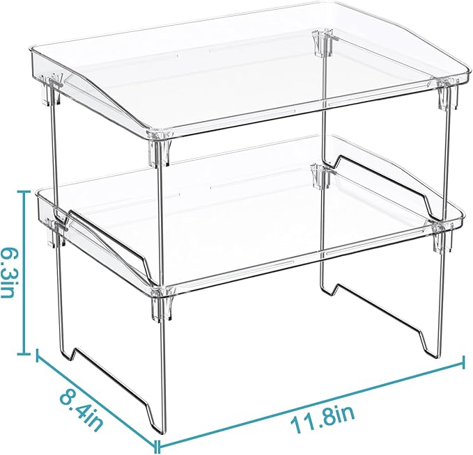STARLATTA Acrylic Cabinet Organizer Shelf,4 Pcs Stackable Kitchen Counter Shelves,Spice Rack,Countertop Organizers,Clear Plastic Storage Organization for Makeup，Bathroom,Cupboard,Desk,Pantry