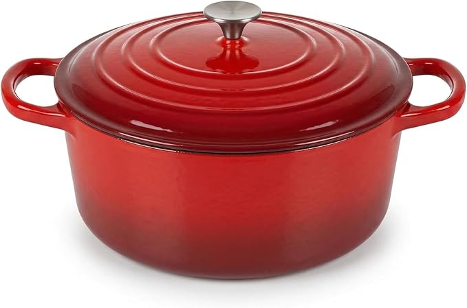 10 Quart Dutch Oven Approx, 9.5 qt Enameled Cast Iron Dutch Oven Pot & Lid | Nonstick Large Bread Oven For Sourdough, Red Iron Pots For Cooking, Baking, Braising, Roasting & Slow Cooking