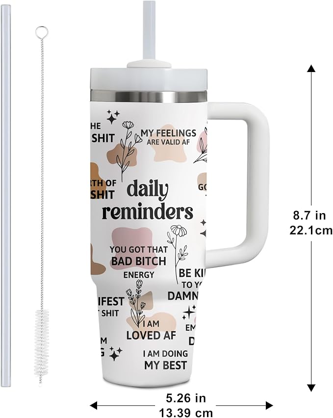 Gossby Inspirational Tumbler For Women, 30oz Stainless Steel With Handle | Daily Affirmations For Women, Inspirational Cup, Motivational Mental Health Gift, Birthday Gifts For Friends, Nurse, Coworker